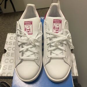 Adidas Stan Smith White and Pink Sneakers
